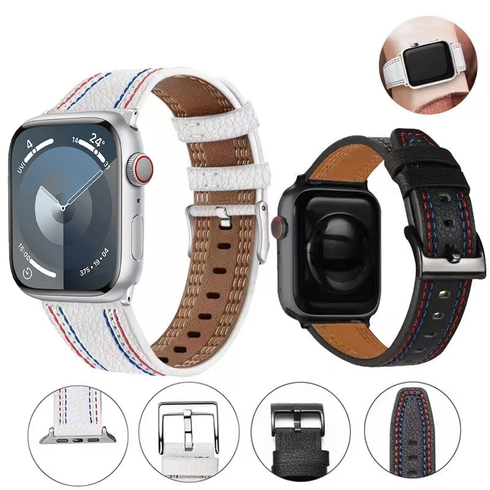 حزام من الجلد لساعة أبل 10 42 مللي متر 46 مللي متر الترا 49 مللي متر 9 8 7 45 مللي متر 41 مللي متر جودة عالية استبدال معصمه iWatch 6 5 SE 44 مللي متر 40 مللي متر