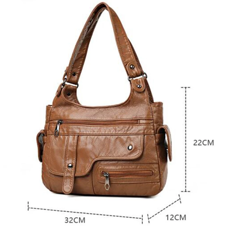 2024 New Women Leather Luxury Handbags Soft Large Capacity Casual Tote Bags High Quality Female Leather Shoulder Bags Female Sac