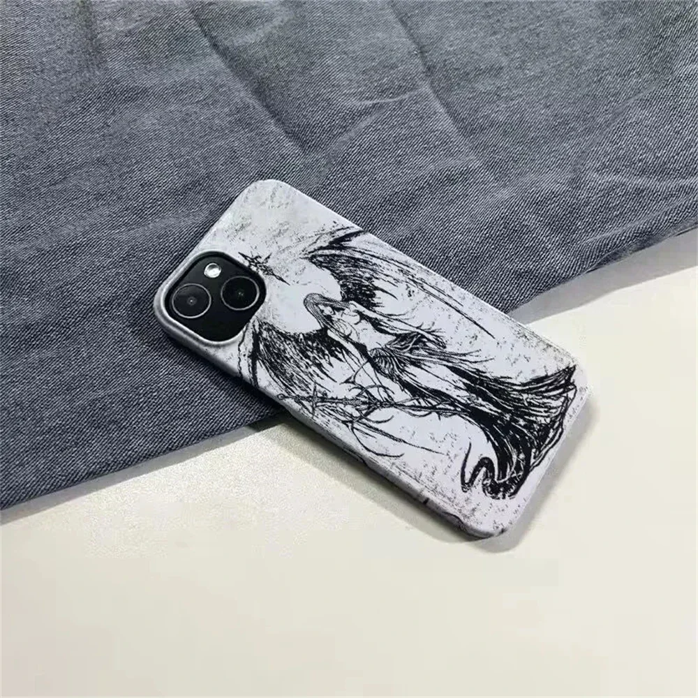 Coque rétro gothique avec sculpture de fille, coque mignonne, coque antichoc, iPhone 16 15 14 13 Pro Max 11 12 Mini Poly XS 7 8 Plus