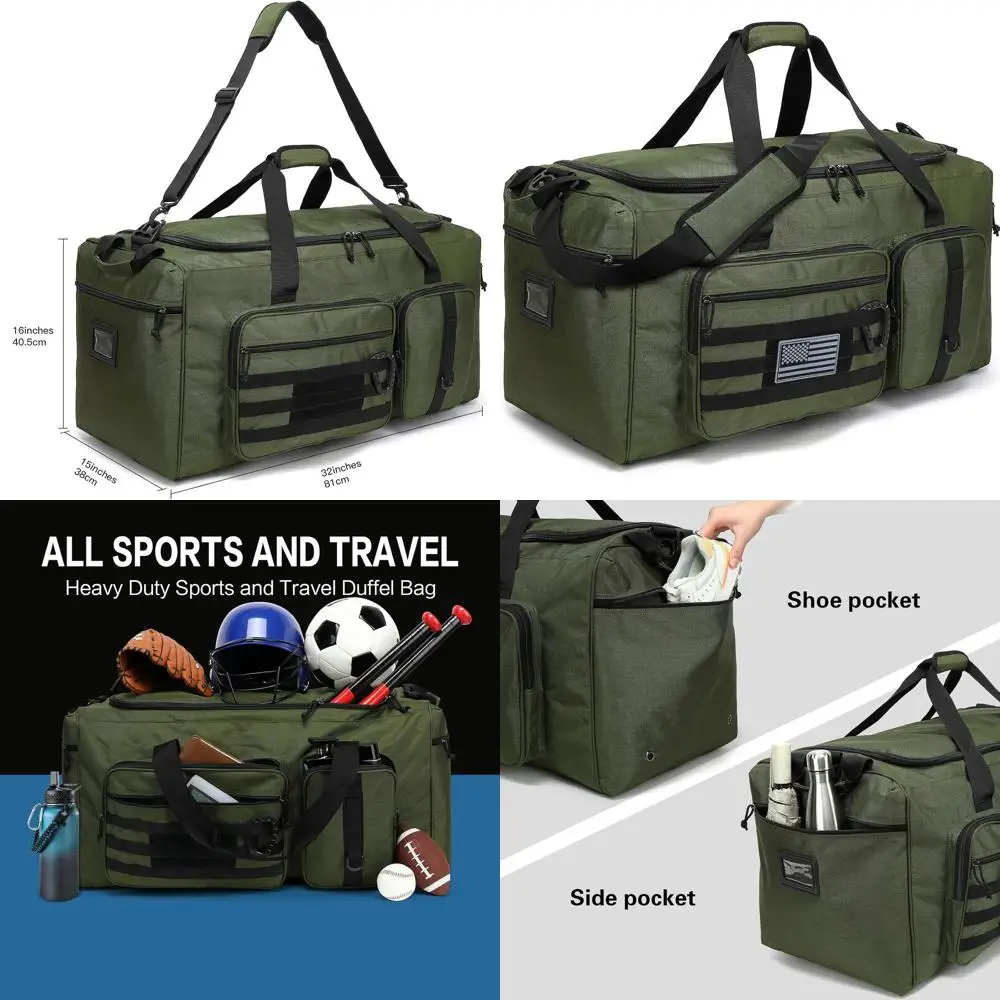 

Extra Large 120L Gym Duffel Bag - Heavy Duty for Men & Women, 32 with Shoe Compartment, Ideal for Travel, Sports, and Training i