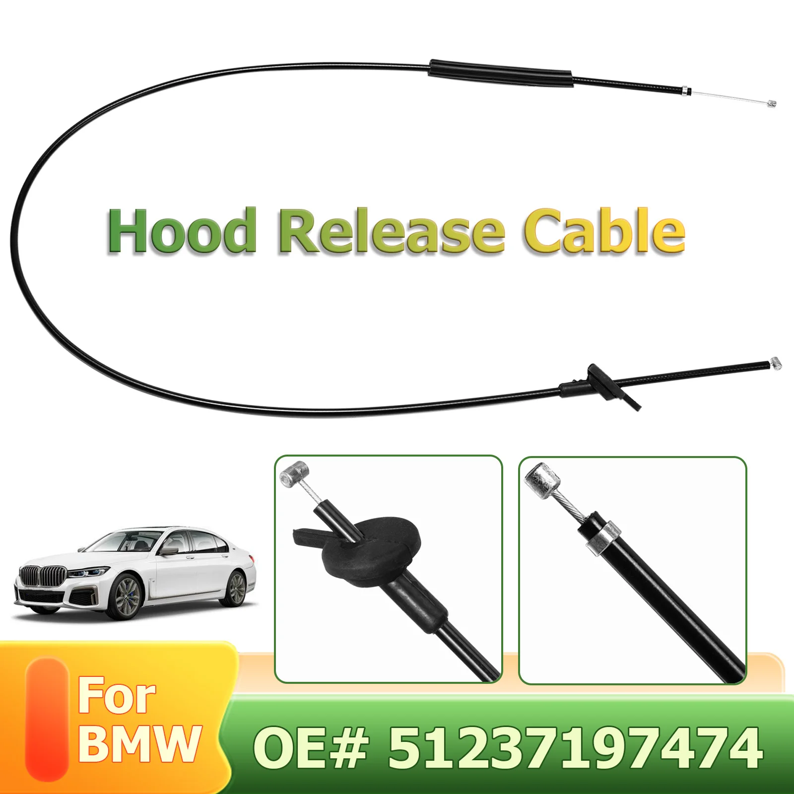 

Car Engine Hood Release Front Cable Bonnet Wire For BMW 7 Series E65 E66 750I Sport Sedan 750LI 760LI OE# 51237197474 Rubber Kit