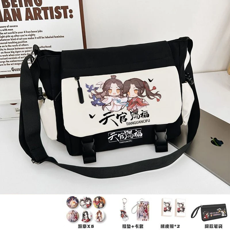 Blanco y negro, bendición de oficiales del cielo, Tian Guan Ci Fu, bolsos de hombro tipo bandolera de mensajero de Anime para niñas de la escuela lindo Kawaii