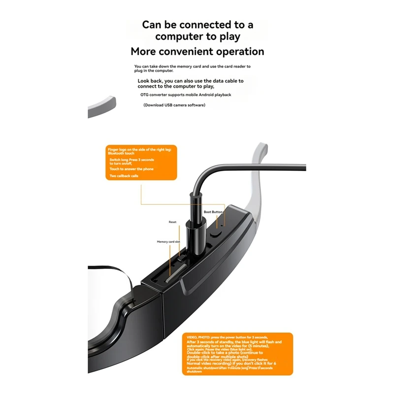 كاميرا نظارات شمسية رياضية بلوتوث ذكية كاملة تدعم الاتصال، كاميرا نظارات رياضية مستقطبة