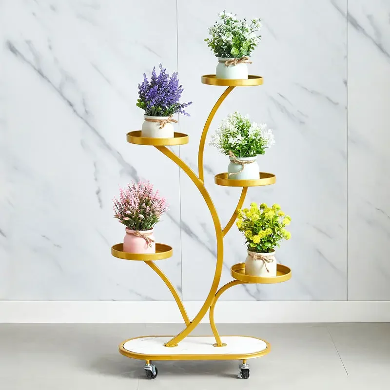 

Indoor balcony planter with wheel movable multi-layer floor flower mobile shelf