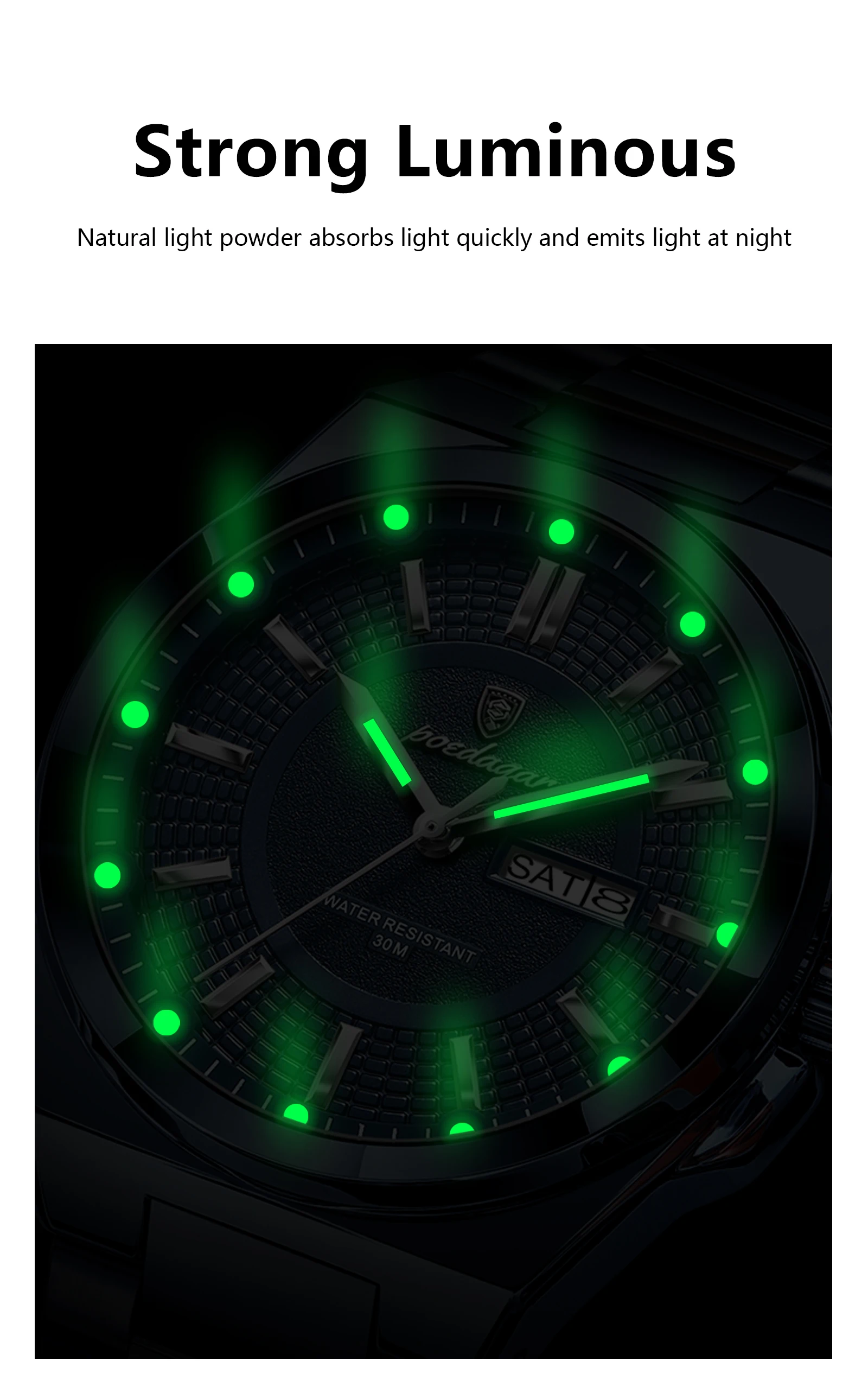POEDAGAR Top Business Herren Armbanduhr Edelstahl Wasserdicht Leuchtend Casual Mann Uhr Datum Woche Stilvolle Herren Quarzuhren – Detail 16