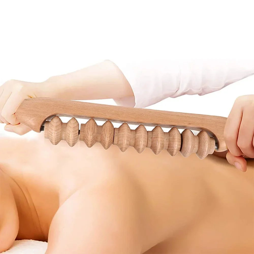 Natural Beech Wood Gua Sha Massage Stick – Lymphatic Drainage Tool Relieve Muscle Knots & Stiff Neck Shoulder Pain Fast Relief