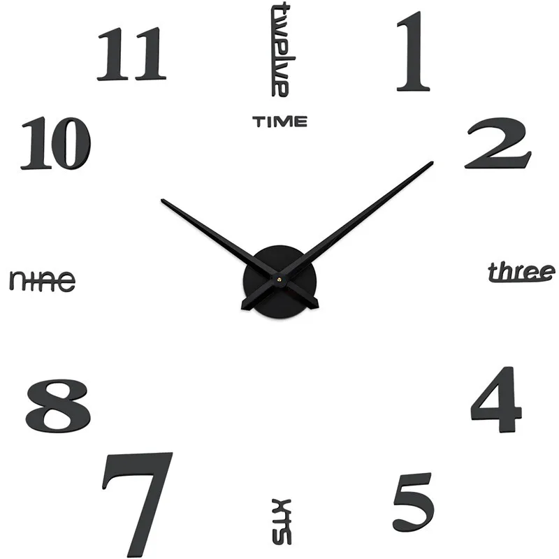 

Large size three-dimensional DIY wall clock living room creative clock acrylic decorative wall sticker clock