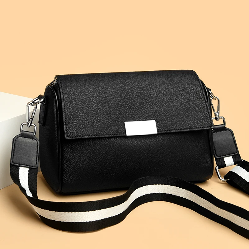 

Women Solid Genuine Leather Shoulder Crossbody Bag High Quality Cow Leather Ladies Handbag 2023 Luxury Female Messenger Tote Sac