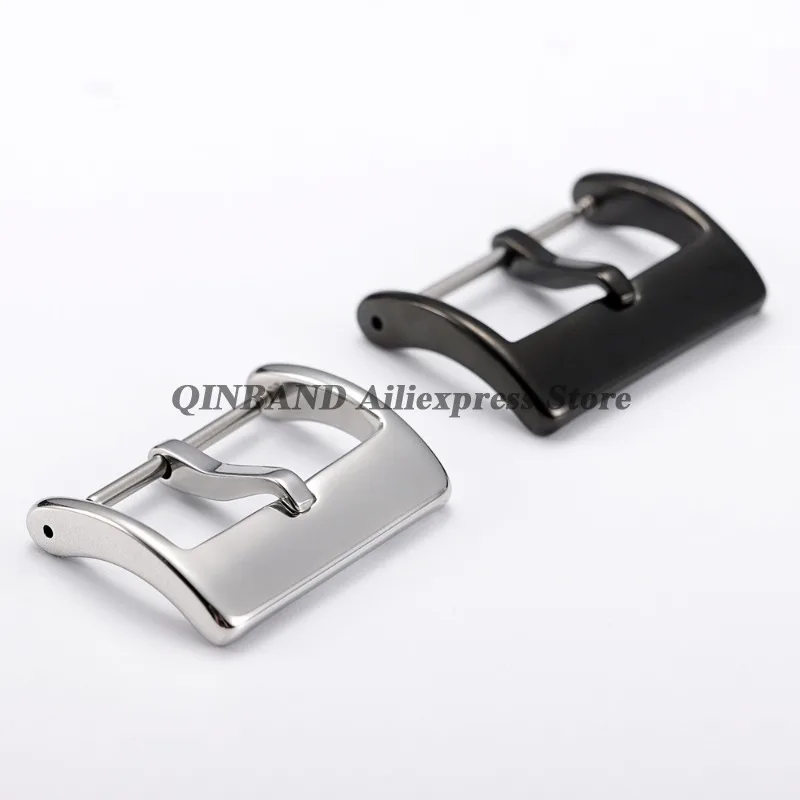 Pin Watch Buckle Matte Polished Solid Buckles Silver Black Rose Gold Watch Clasp 16/18mm 20mm 304L Stainless Steel Square Button image 2