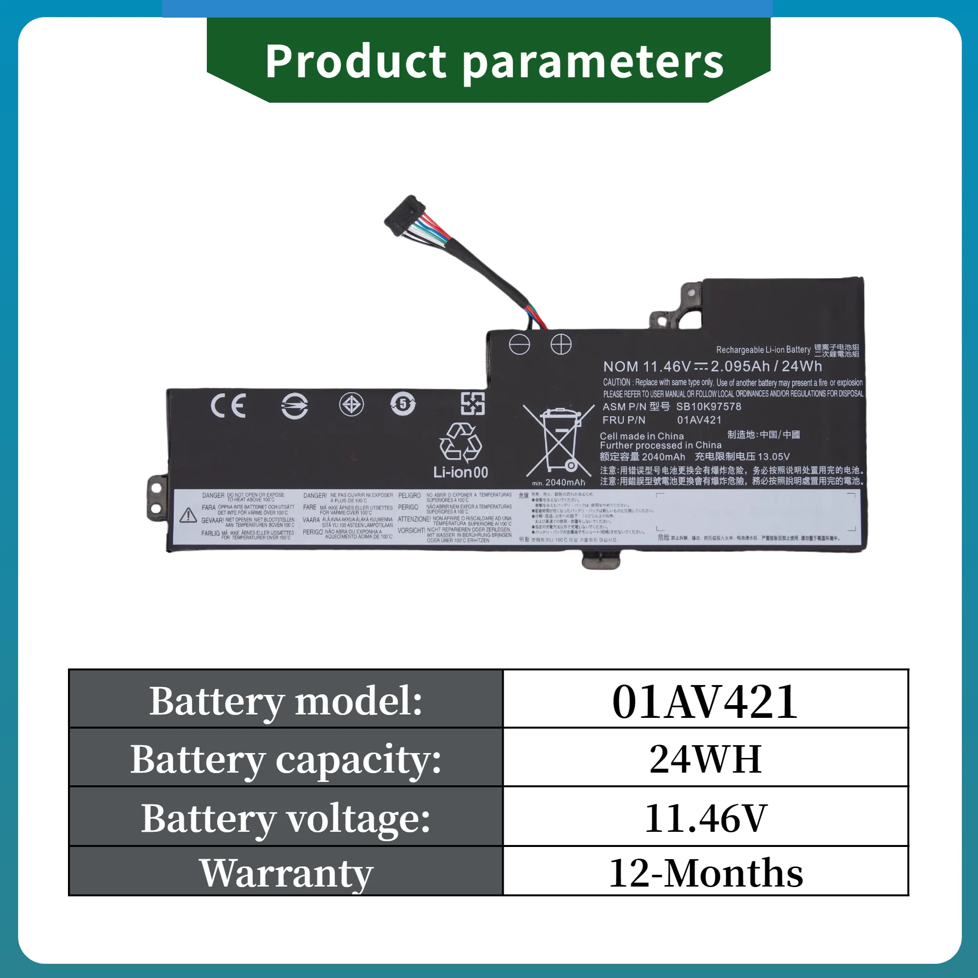 Factory Direct! 01AV421 Battery For Lenovo ThinkPad T470 T480 A475 A485 TP25 01AV419 01AV489 01AV420 SB10K97576 SB10K97578 view 2