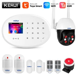 KERUI  Wireless Alarm System Home Security Burglar Tuya IP WiFi Security Outdoor Camera with Motion Sensor Siren Alert Detect