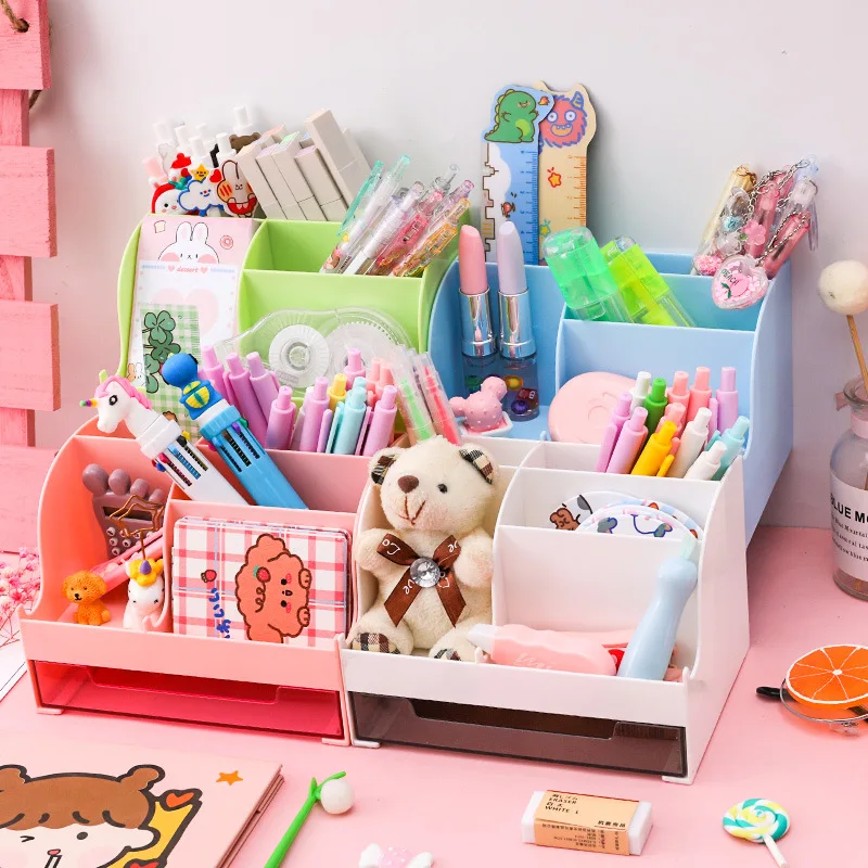 

Multi-functional Desktop Organizer Makeups Pencil Storage Stand Box School Office Stationery Creative Desk Sundries Pen Holder