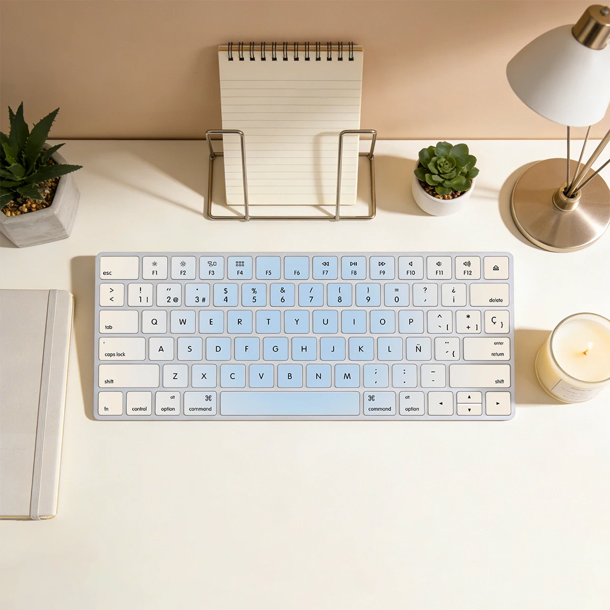 Soft Touch Misty Light Blue US Layout Silicone Keyboard Skin for Apple Magic Keyboard 1/2 A1644 MLA22L/A 2015,English & Spanish