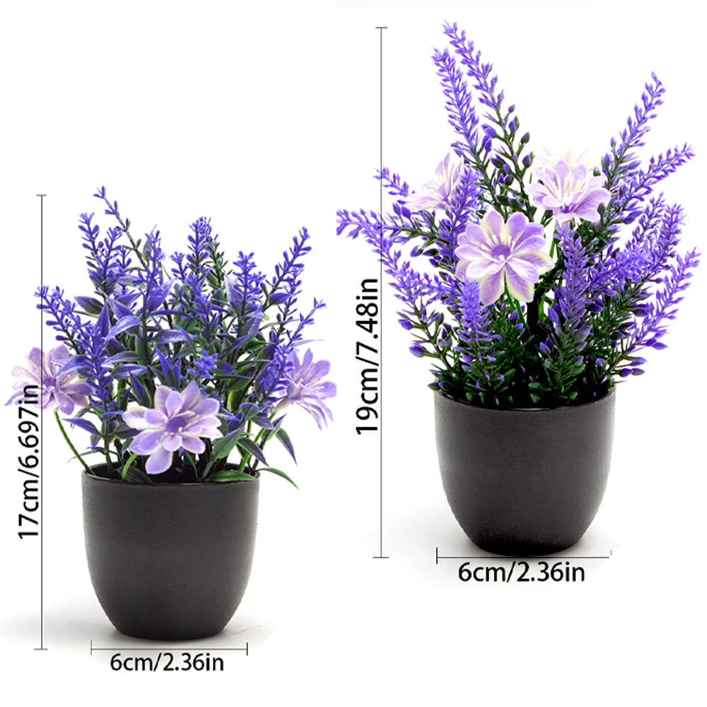 Künstliche Lavendelpflanzen im Topf, Mini Plastik-Gänseblümchen, Künstliche Blumen-Bonsai für Innenräume, Schreibtisch, Schlafzimmer, Regal, Büro, Heim-Dekoration – Detail 2