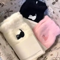 3 Pairs Premium Feel Cute Cat Cozy Hairy Mink Velvet Socks Autumn Winter Hosiery Thickened Plush Warm Sleep Home Fluffy Socks