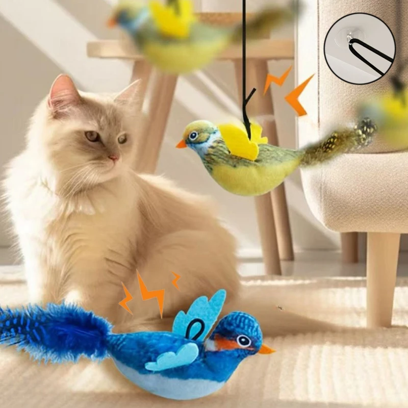 جديد الطيور القط لعبة محاكاة الطيور التفاعلية القط لعبة داخلي هريرة الطيور مطاردة إغاظة لعبة الجدار الشنق الطيور القط لعبة مرحبا الذاتي