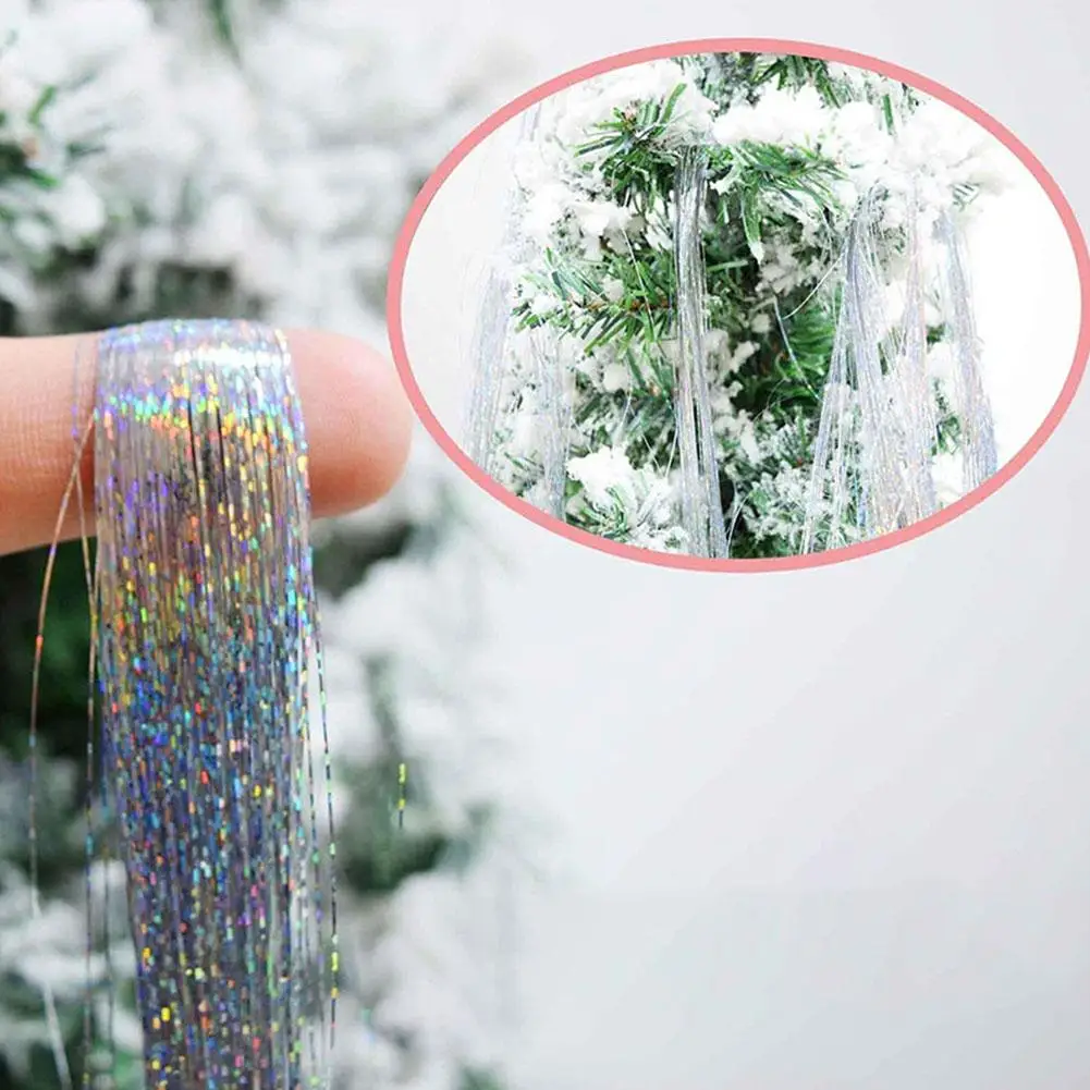 5000 Stränge Eiszapfen Schillerndes Lametta Folie Fransengirlande für Weihnachten Weihnachtsbaum Abschlussfeier Zubehör Urlaubsdekoration – Detail 6