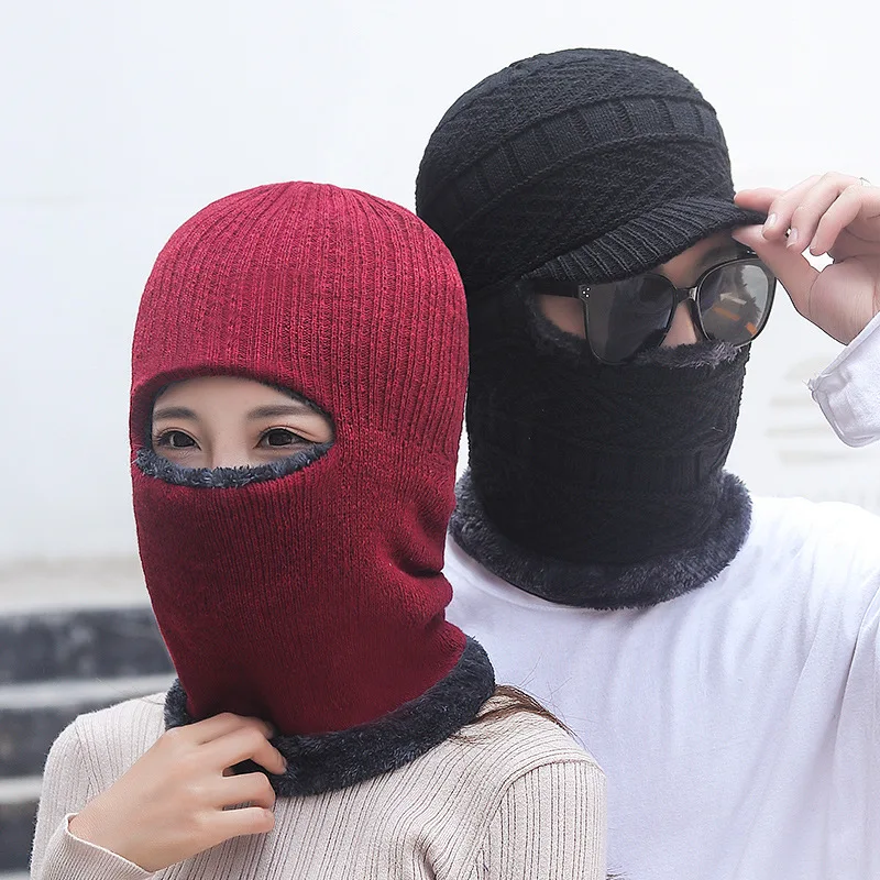 Ear Protection Hat for Men in Winter, with Added Velvet Yarn Hat and Thick Neck Scarf. Winter Men's Hat with Neck Protection
