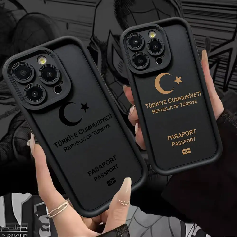 Türkei Reisepass Handyhülle Silikon Handyhülle für iPhone 17, Air 17, 16, 15, 14, 13, 12, 11 Plus Pro Max, stoßfeste Softcover