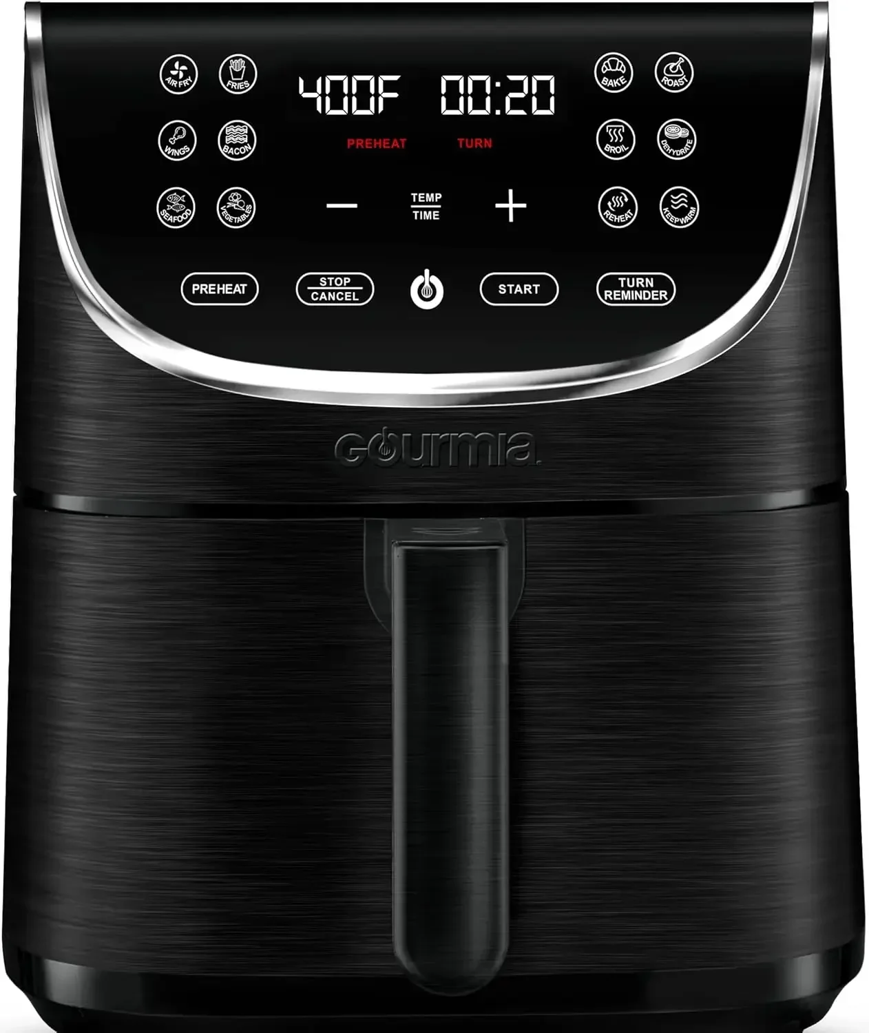 Gourmia Air Fryer Oven Digital Display 7 Quart Large AirFryer Cooker 12 Touch Cooking Presets, XL Air Fryer Basket 1700w Power