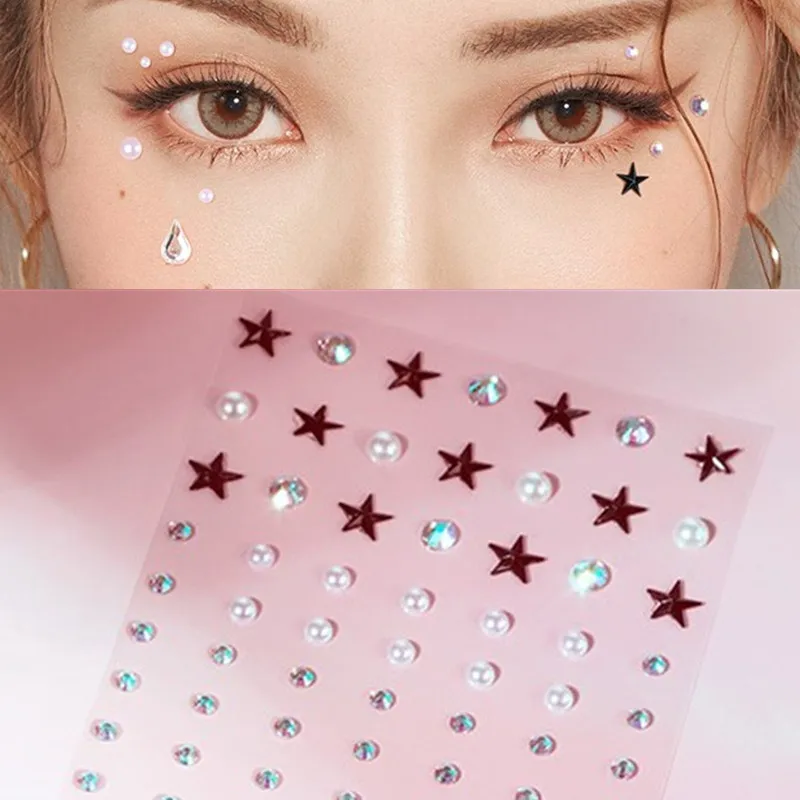 Diamond Face Jewelry DIY Body Beauty Crystal Eyes Temporary Tattoo Adhesive Rhinestone 3D Nail Art Decoration Eyeshadow Stickers