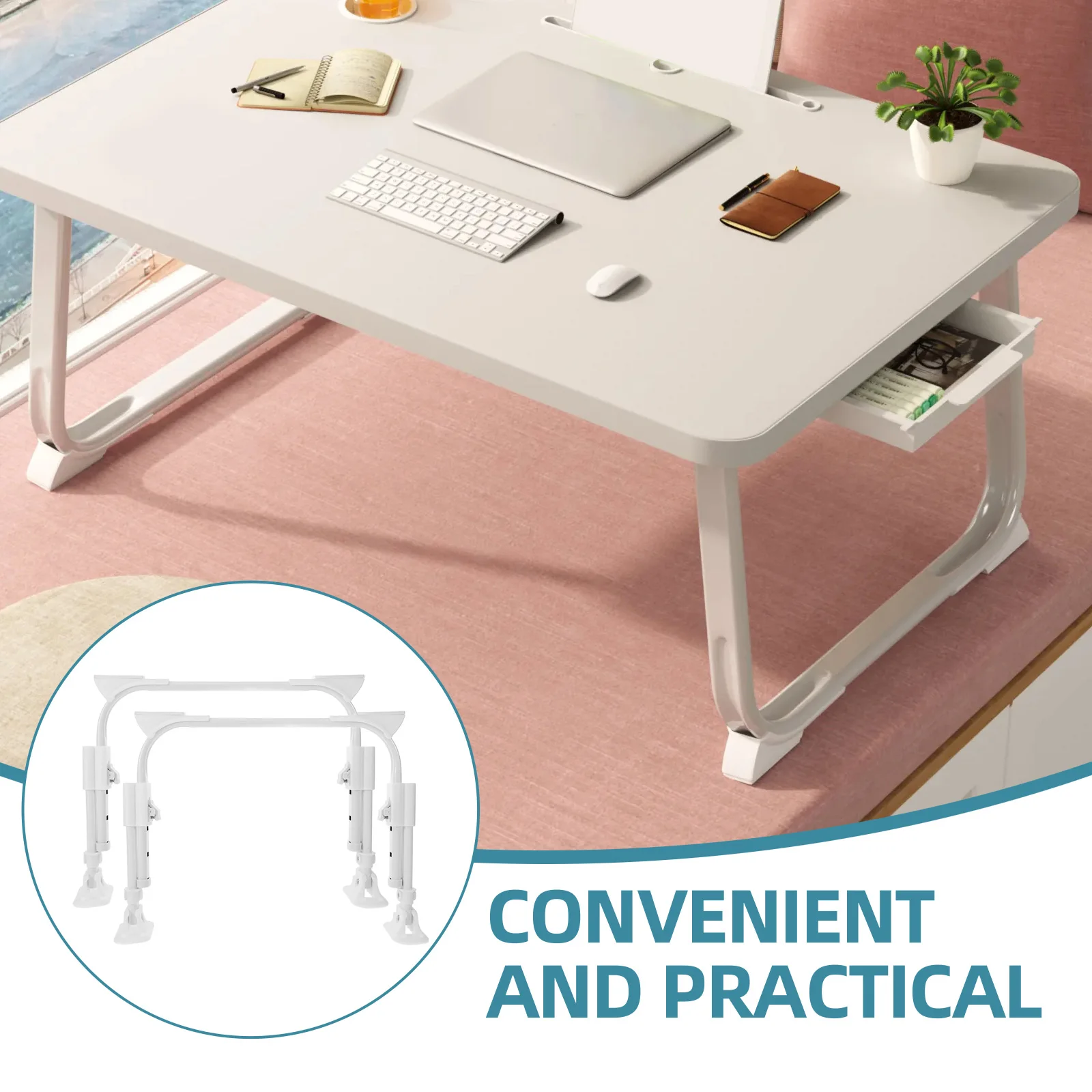 

2Pcs Adjustable U-Shaped Iron Folding Desk Legs for Laptop Bed Table Replacement Non-Slip Furniture Leg Supply Suitable Sofa