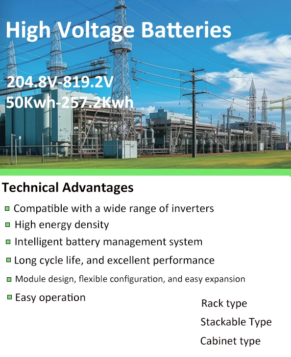 204.8V 256V 384V 614V 768V 819.2V 50Kwh 100Kwh 200Kwh Commercial Energy Storage System High Voltage Storage Lithium Battery
