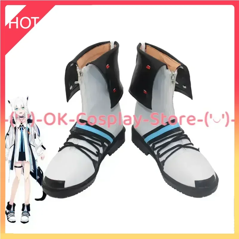 

Shirakami Fubuki Cosplay Shoes Halloween Carnival Boots Vtuber Cosplay Prop PU Leather Shoes Custom Made