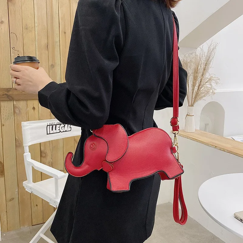 PU leather cute creative baby elephant shoulder bag for individual use, suitable for professional women's cross-body bag