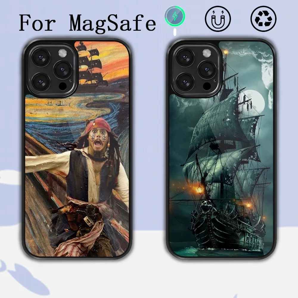 MINISO Pirates of the Caribbean Phone Case For iPhone 14 13 12 11 15 Pro Max Plus Magsafe Magnetic Cover