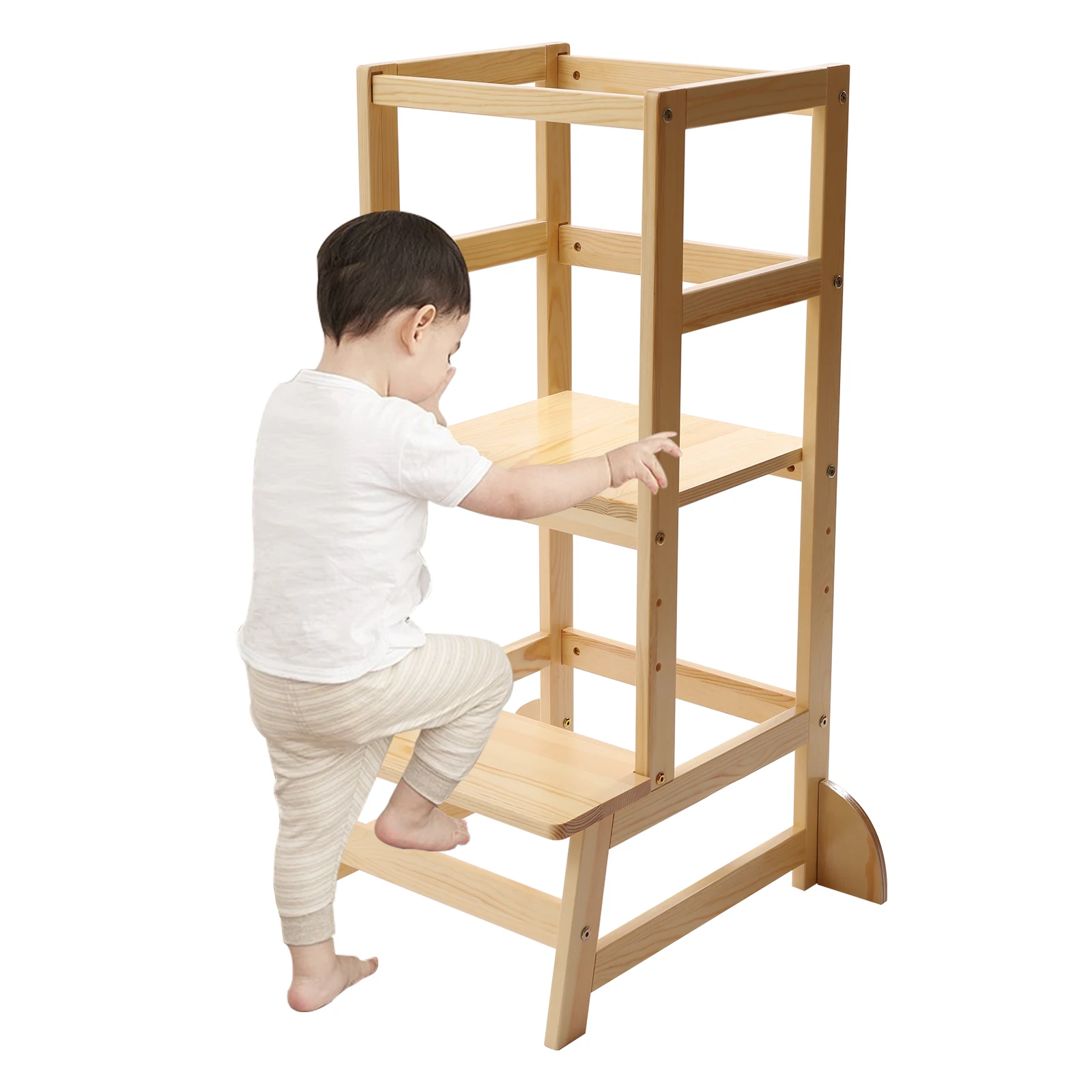

Under 6 Years Old Kid Kitchen Step Stool, Kids Standing Tower with Safety Rails for Toddlers