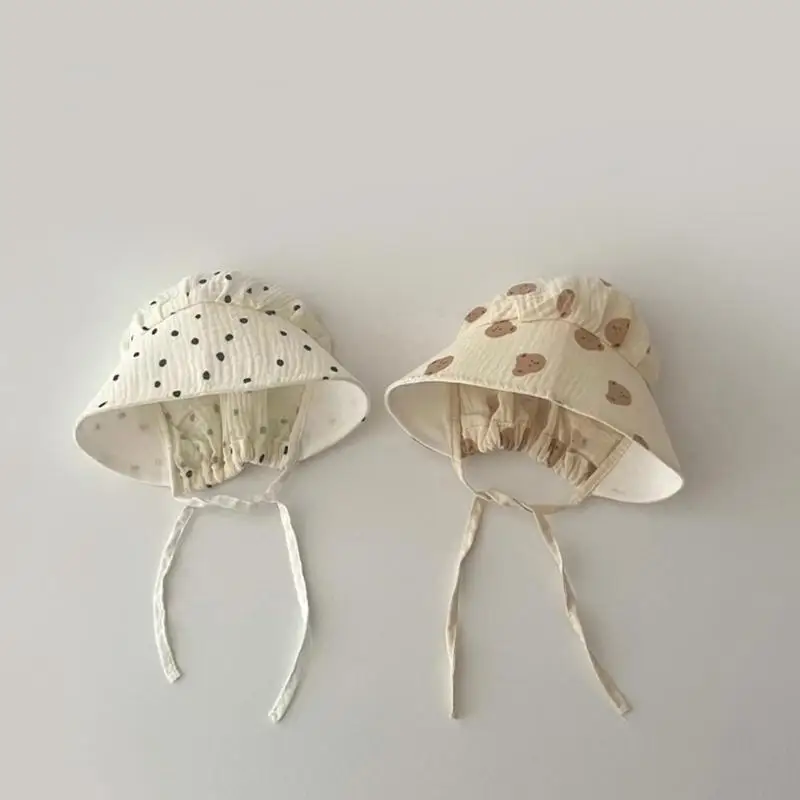 

Spring Summer Tie Belt Bonnet Fashionable Print Sun Hat for Daily & Party Wear