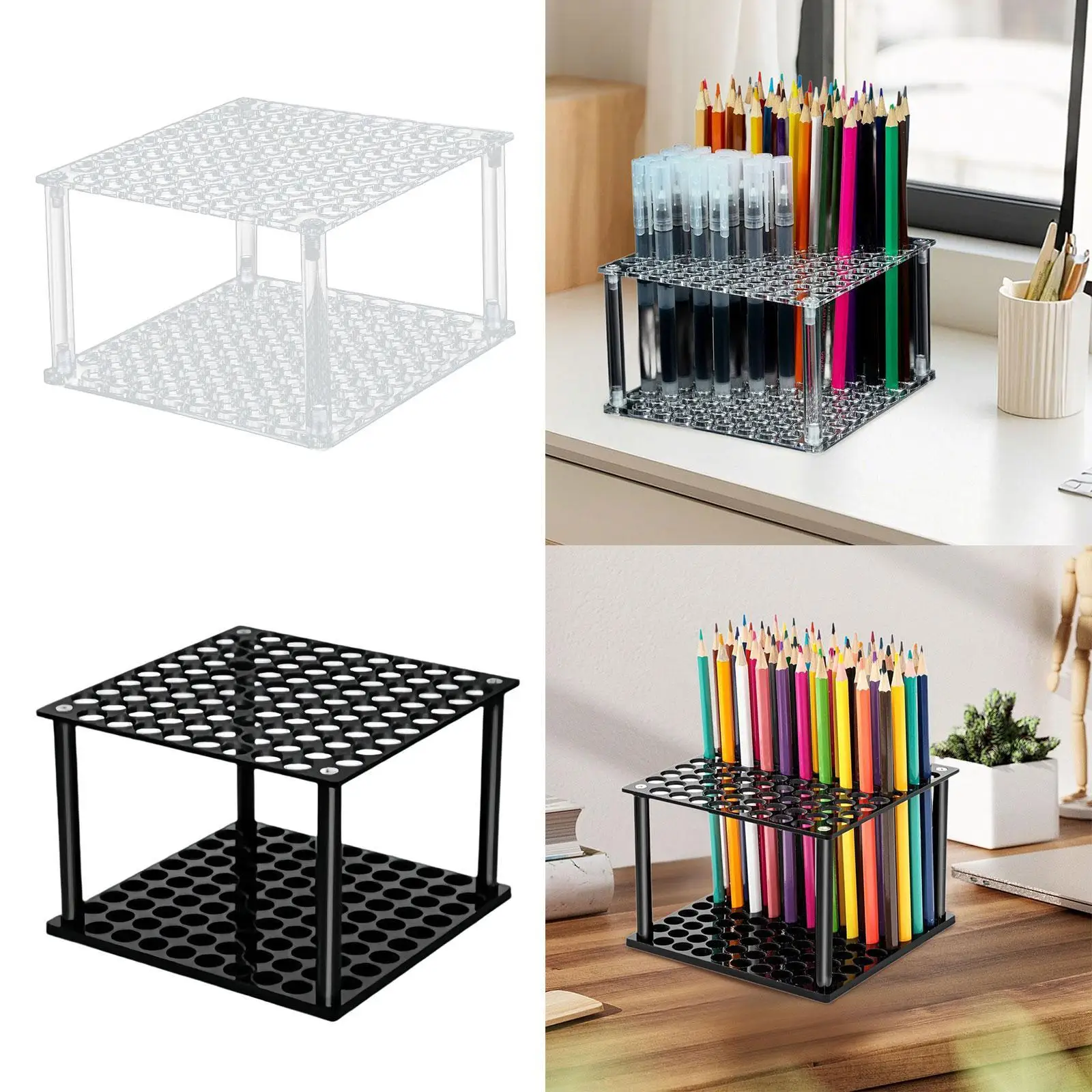

Paint Brush Pen Holder Stand Acrylic 96 Slots Portable Makeup Brush Rack for Dressing Table Wedding Bathroom Workspace Apartment