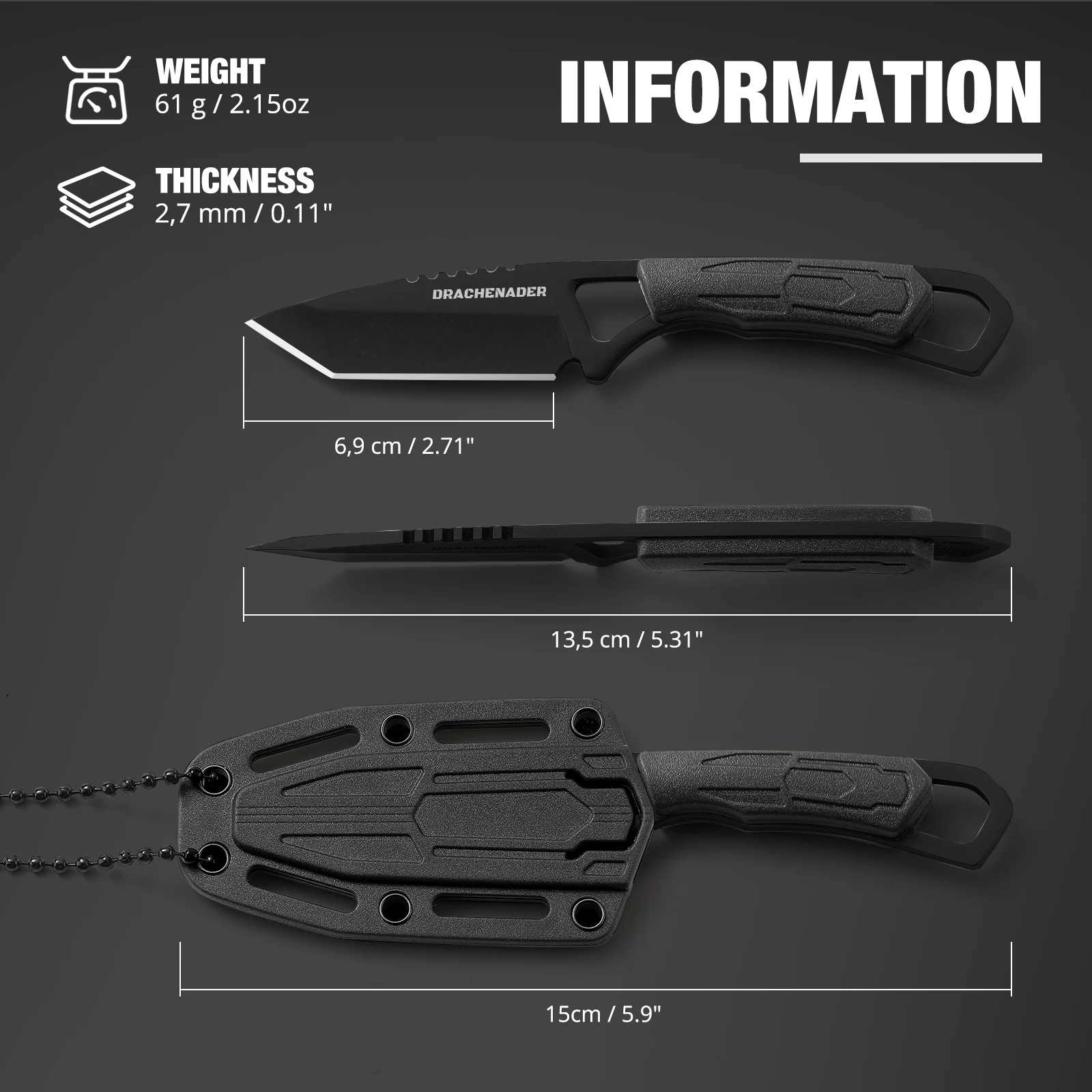 전술 목 나이프, 소형 탄토 사냥 고정 블레이드 나이프, Abs 칼집 EDC, 휴대용 야외 캠핑 나이프, 남성 및 여성용