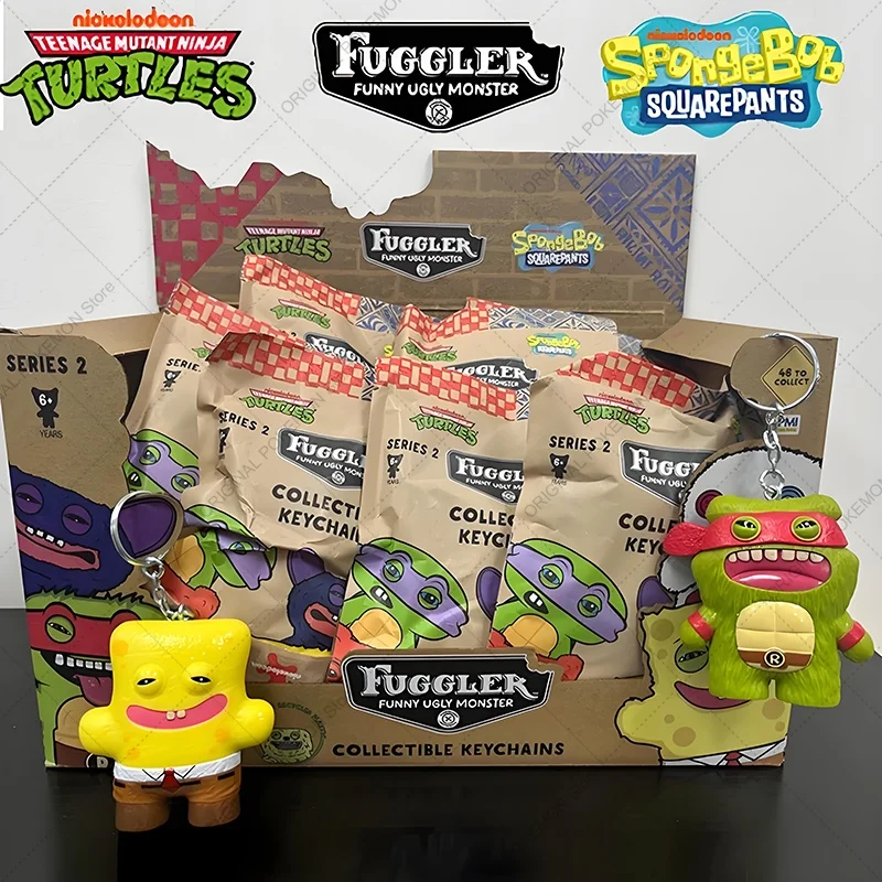 Original Fuggler Ugly Teeth Monsters Figure Toys Keychain Fugglers SpongeBob Ninja Turtles Action Model Dolls Keyring Gift Kids