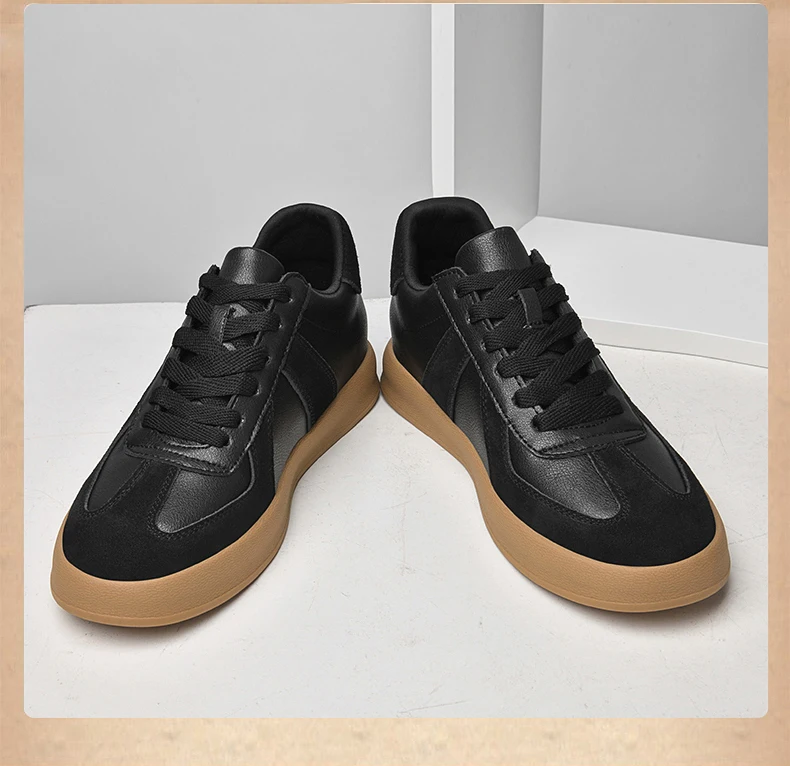 Men's Invisible Height Increasing Shoes 6/8cm German Training Shoes Breathable Genuine Leather Retro Casual Sports Shoes