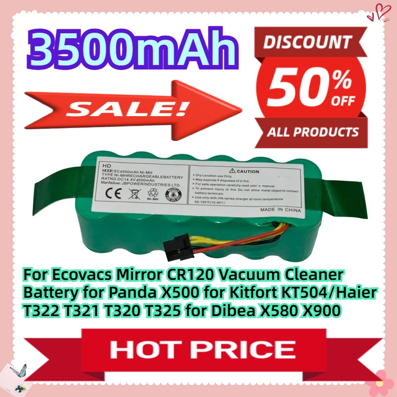 

For Ecovacs Mirror CR120 Vacuum Cleaner Battery for Panda X500 for Kitfort KT504/Haier T322 T321 T320 T325 for Dibea X580 X900