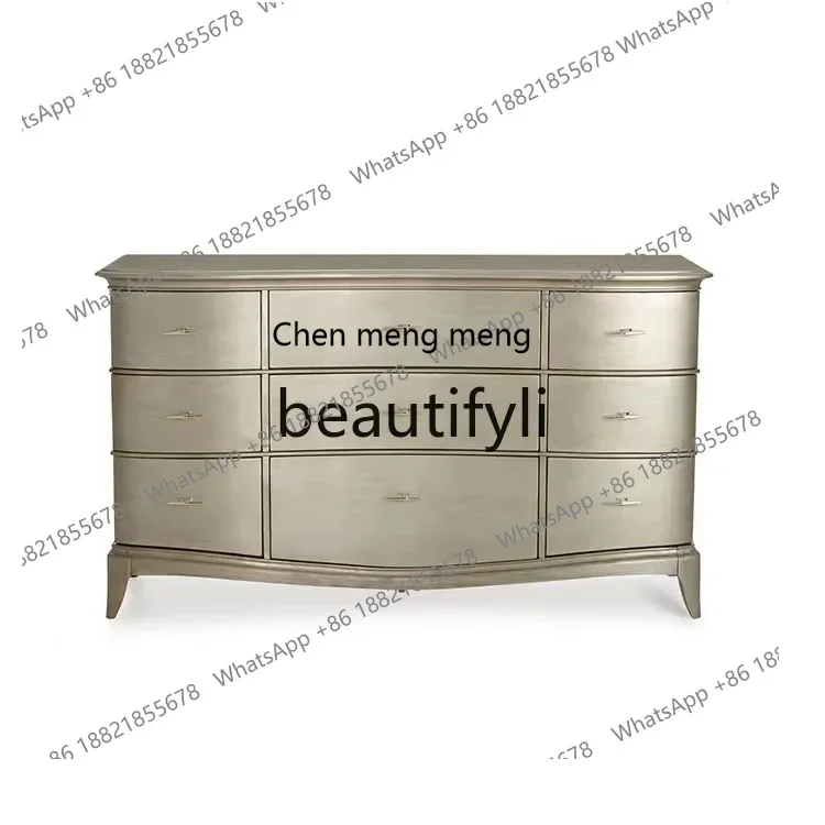 

Solid wood nine bucket modern simple champagne storage bedroom bedside storage cabinet customization