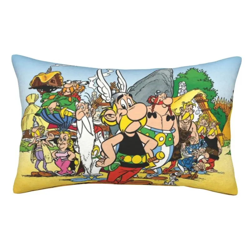 Custom Fashion Anime Asterix And Obelix Anime Cartoon Getafix Soft Luxury Throw Pillow Cases Rectangle