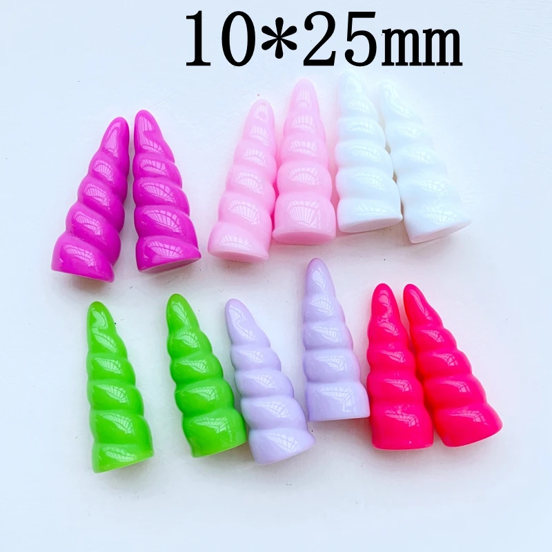 20Pcs New Cute Mini 10*25mm Unicorn Horn Flat Back Resin Cabochons Scrapbooking DIY Jewelry Craft Decoration Accessorie