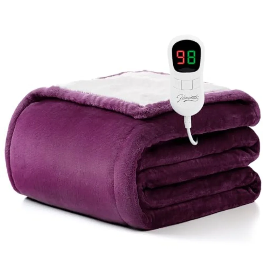 

Electric Heated Blanket Twin Size - 62"x84" Heating Blanket Twin Size 1/2/4/6/8 Hours Auto-Off 10 Heat Level Over-Heat Protecti