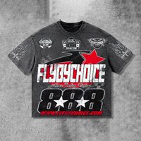 Vintage Fly By Choice Graphic Print Acid Washed Racer T-Shirt unisex high-quality top mens t shirts  shirt