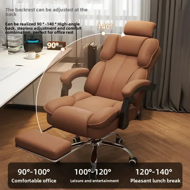 Cadeira de Computador Ergonômica para Escritório, Sala de Estar, Quarto, Confortável, para Uso Prolongado, Cadeira de Chefe, para Casa, com Encosto