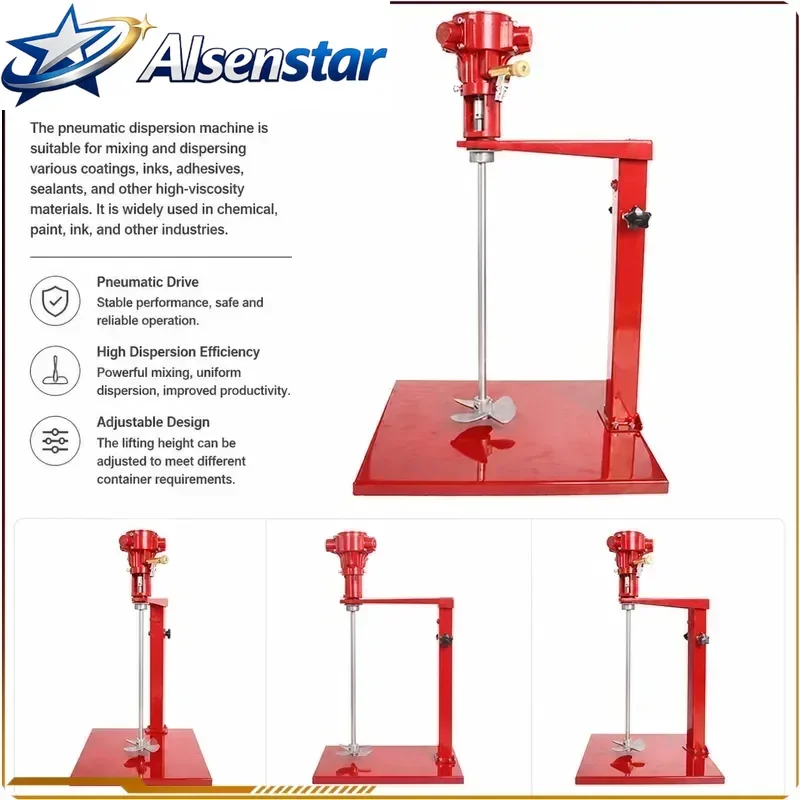 2600r/min High Speed 20L Pneumatic Paint Mixer Stirrer Air Powered Liquid Agitator Lifting Hand Held Coating Mixing Machine