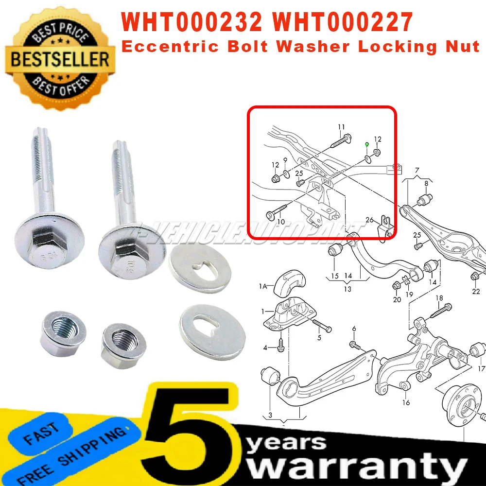 WHT000232 WHT000227 N10106402 New For VW Audi Seat Skoda Lower Rear Suspension Toe Alignment Eccentric Bolt Nut car accessories