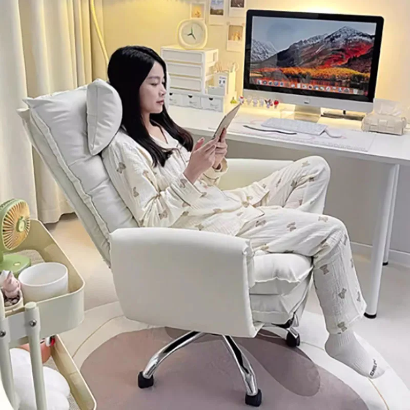 White Swivel Office Chair Back Cushion Modern Aesthetic Cushion Gaming Chair Pillow Girls Sillas De Oficina Office Furniture