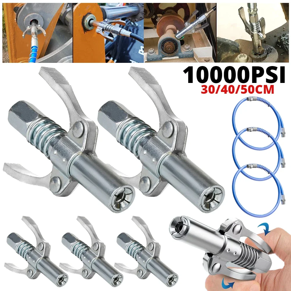 Grease Gun Coupler 10000PSI High Pressure Grease Coupler Nozzle Hose Quick Release Oil Pump Syringe Grease Gun Repair Tools