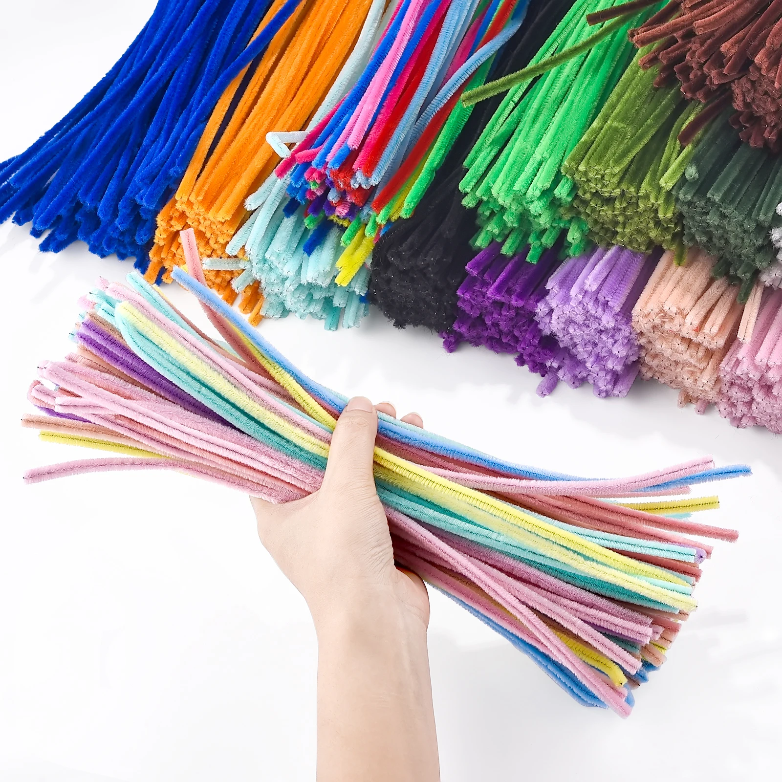 

100pcs Plush Stick Chenille Stem Pipe Kids Toys Twisting Bar Creative Hobby Material Plush StripsIron Felt Wires Chenille Sticks