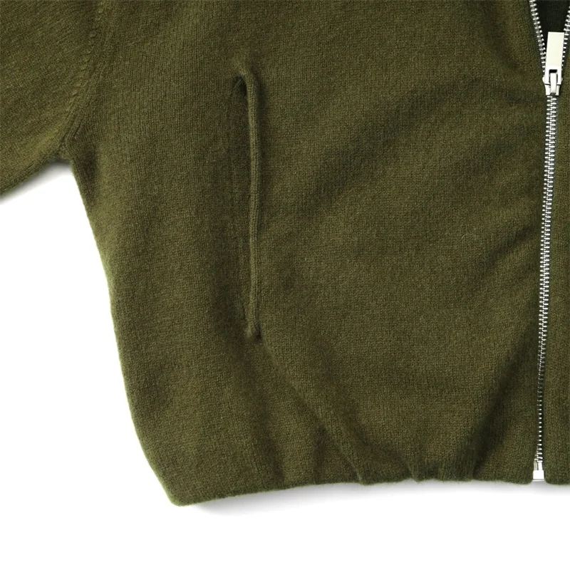 Cárdigan para mujer primavera 2026 nuevo tejido elástico ajustado top de manga larga 100% lana cuello alto suéter de mujer abrigo de mujer