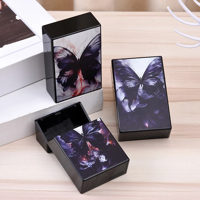 New Spray-painted Plastic Butterfly Thick Cigarette Box, Cute Women's Cigarette Storage Box, Various Exquisite Patterns
